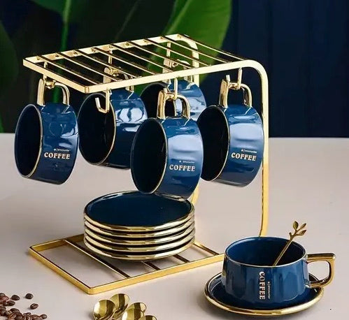 Kitchen Pantry Tea Cup Stand Mug Holder stainless steel Heavy Quality Cup Stand 6 Hooks Coffee Cup Display Hanger Rack Organizer ₹380