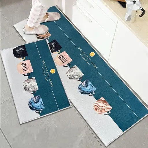 Kreto (Thickness 6 mm) Kitchen mat Anti-Slip, Soft,Washable, Printed, Designer, for Floor, Kitchen, Room (6 mm Thick)(41 x 122 cm 41 x 61 cm)(Pack Of 2)