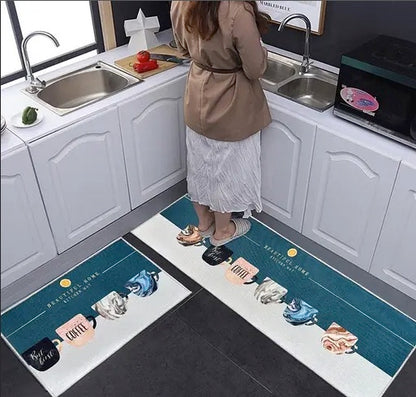 Kreto (Thickness 6 mm) Kitchen mat Anti-Slip, Soft,Washable, Printed, Designer, for Floor, Kitchen, Room (6 mm Thick)(41 x 122 cm 41 x 61 cm)(Pack Of 2)