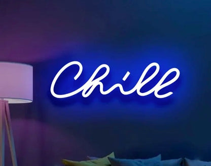 Azure Neon Light Name Plate CHILL Name Plate Neon Light Multiple Colours Used For Resturent Cafe Mini Shop Your Shop Bar Spa Home Decor Items Neon Light Name Plate