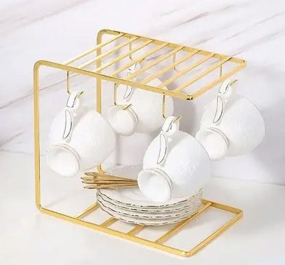 Kitchen Pantry Tea Cup Stand Mug Holder stainless steel Heavy Quality Cup Stand 6 Hooks Coffee Cup Display Hanger Rack Organizer ₹380